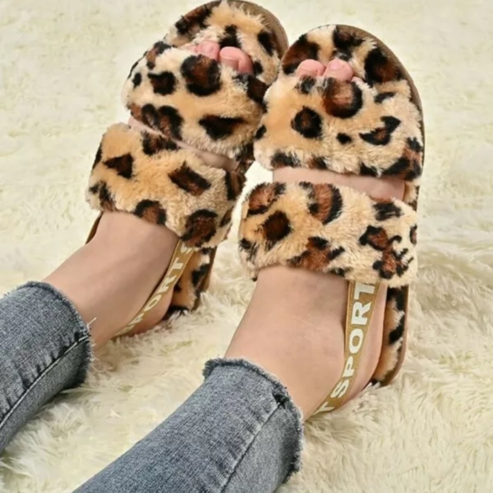 Fluffy Slippers Open Toe Plush Sandals Cozy